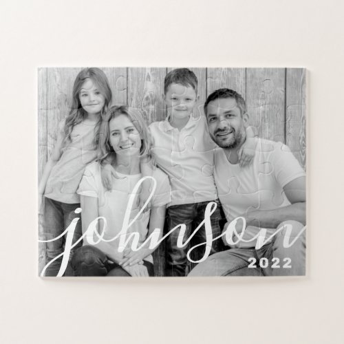 Modern Simple Playful Script Family Photo Jigsaw Puzzle