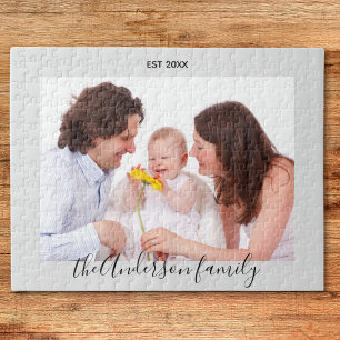Modern Simple Playful Script Family Photo Jigsaw Puzzle