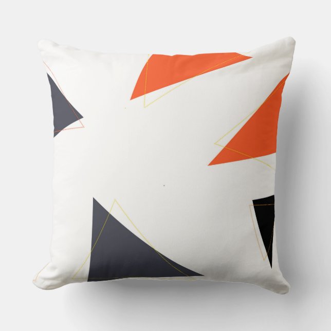 Modern, simple, playful triangle geometric pattern throw pillow (Front)