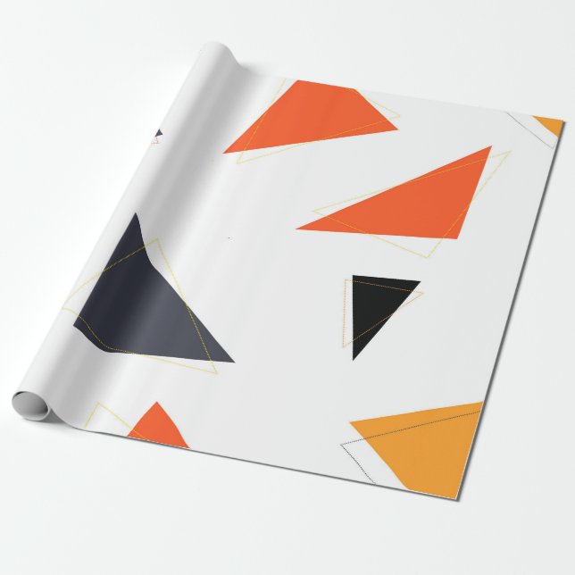 Modern, simple, playful triangle geometric pattern wrapping paper (Unrolled)