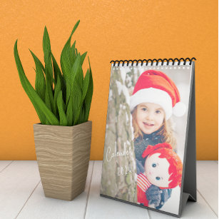Modern Simple Playing Winter Forest Family Photo Calendar