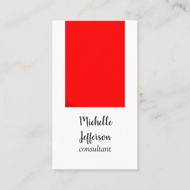 Modern Simple Plian Minimalist Red White Business Card (Front)