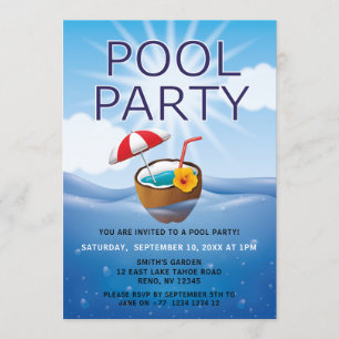 Modern Simple Pool Party Invitation