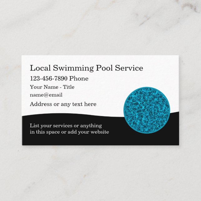 Modern Simple Pool Service Business Cards (Front)