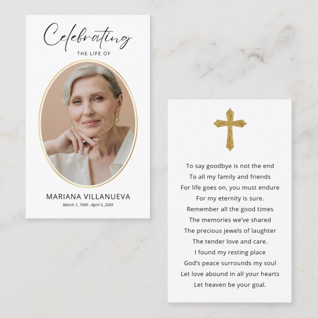 Modern Simple Prayer Photo Sympathy Cards (Front/Back)