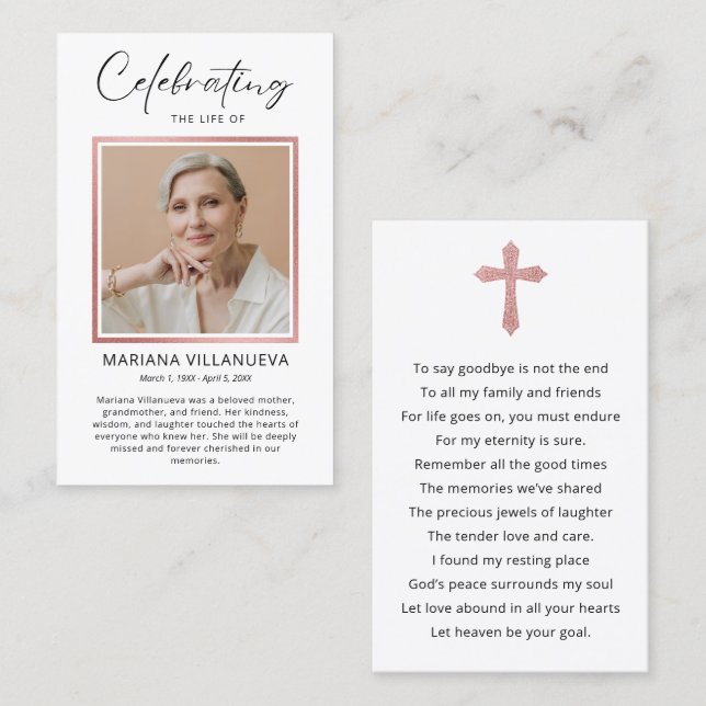 Modern Simple Prayer Photo Sympathy Cards (Front/Back)