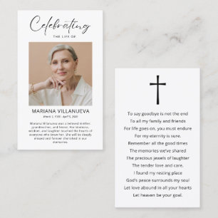 Modern Simple Prayer Photo Sympathy Cards