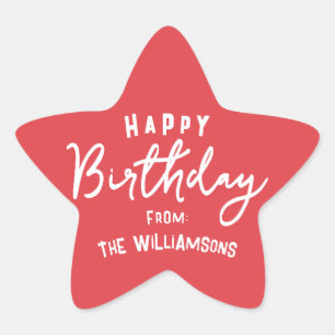 Modern Simple Preppy Happy Birthday Greeting Star Sticker