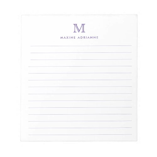 Modern Simple Preppy Magenta Purple Monogram Notepad