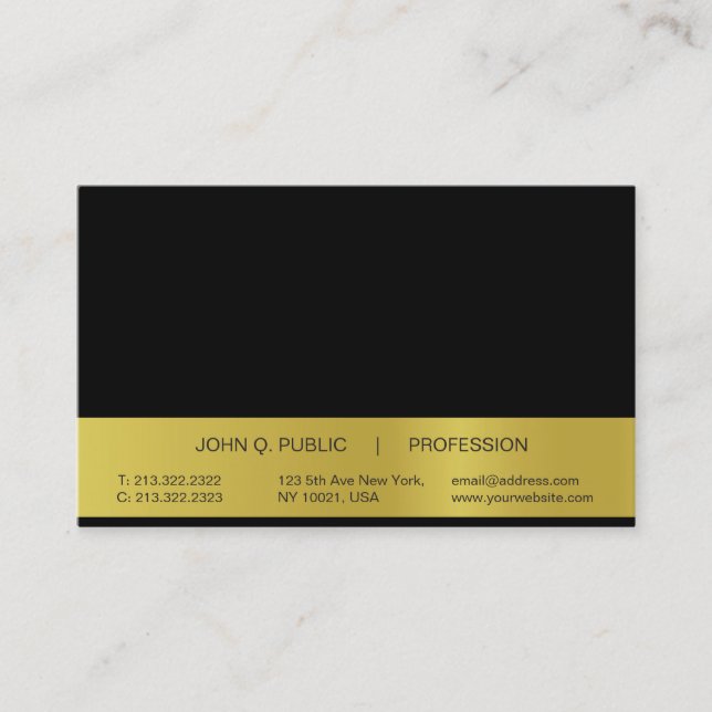 Modern Simple Professional Black and Gold Glossy Business Card (Front)
