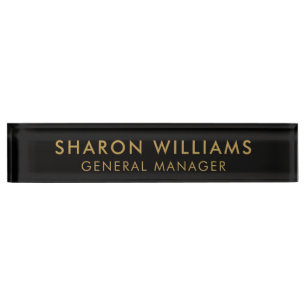 Modern Simple Professional Black Gold Office Title Desk Name Plate