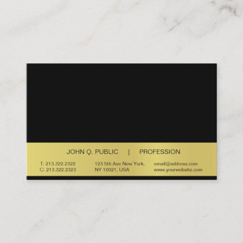 Modern Simple Professional Black Gold Semi Gloss Business Card
