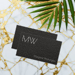 Modern Simple Professional Black Leather Minimal Business Card