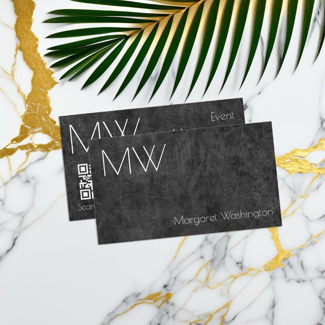 Modern Simple Professional Black Leather Minimal Business Card (black leather business cards)