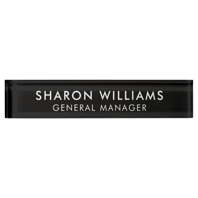Modern Simple Professional Black Office Title Desk Name Plate (Front)
