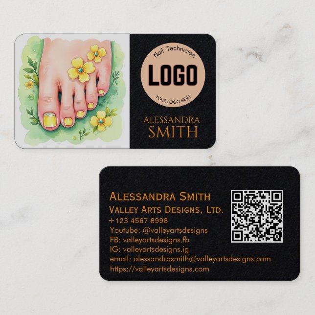 Modern Simple Professional Business Nail Tech Card (Front/Back)
