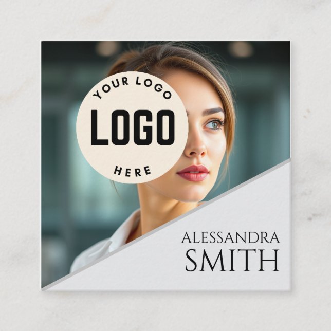Modern Simple Professional Business Photo Square Calling Card (Front)