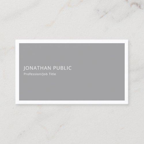 Modern Simple Professional Cool Grey White Trendy Business Card