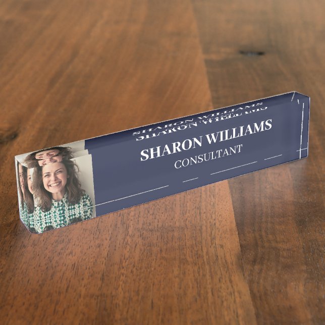 Modern Simple Professional Custom Photo Executive Desk Name Plate (Side)