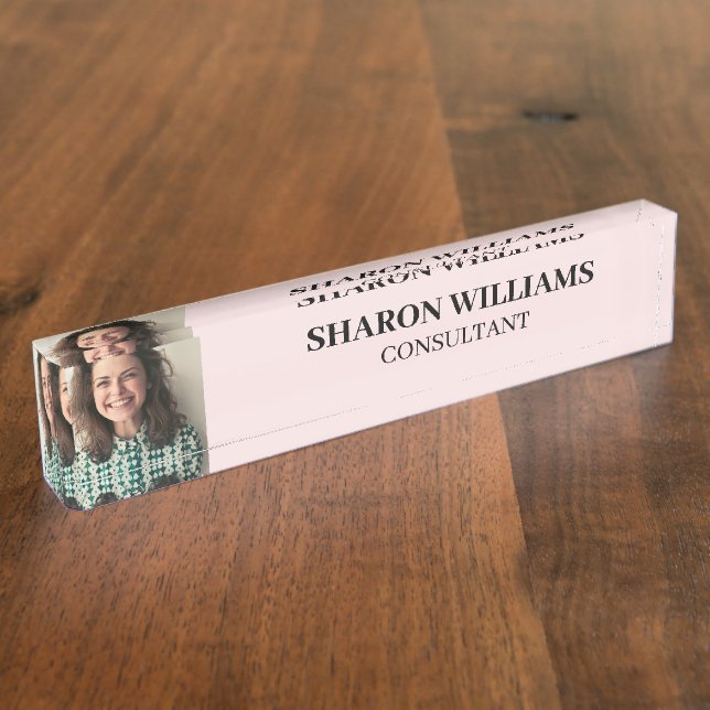 Modern Simple Professional Custom Photo Executive Desk Name Plate (Side)