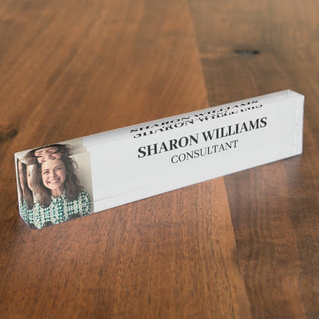 Modern Simple Professional Custom Photo Executive Desk Name Plate (Side)