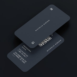 Modern Simple Professional Dark Blue Charcoal Business Card