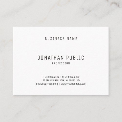 Modern Simple Professional Design Elegant White Business Card