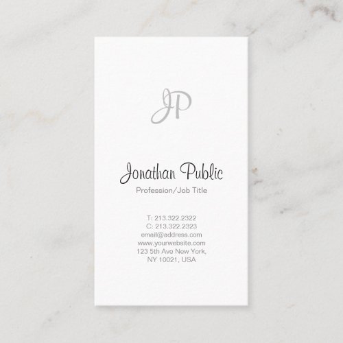 Modern Simple Professional Elegant White Monogram Business Card