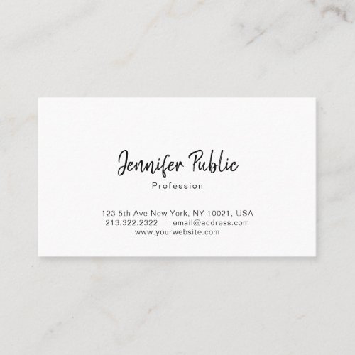 Modern Simple Professional Elegant White Template Business Card
