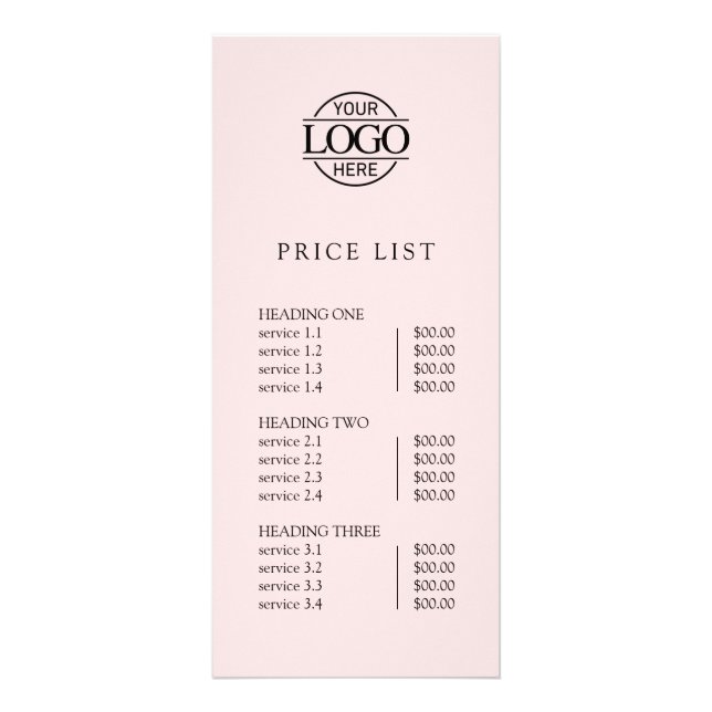 Modern Simple Professional Logo Menu Price List (Front)