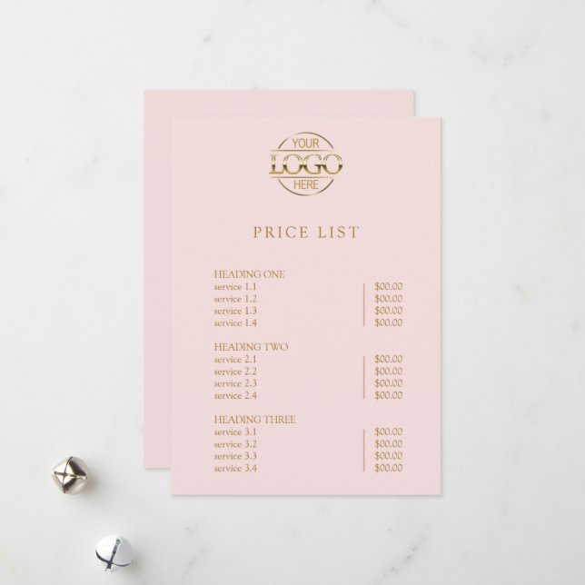 Modern Simple Professional Logo Menu Price List (Front/Back In Situ)