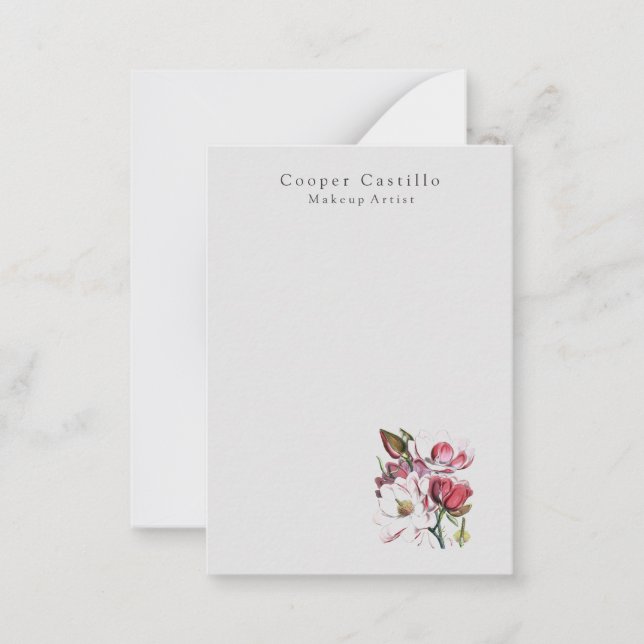 Modern Simple Professional Minimalist Magnolias Note Card (Front)