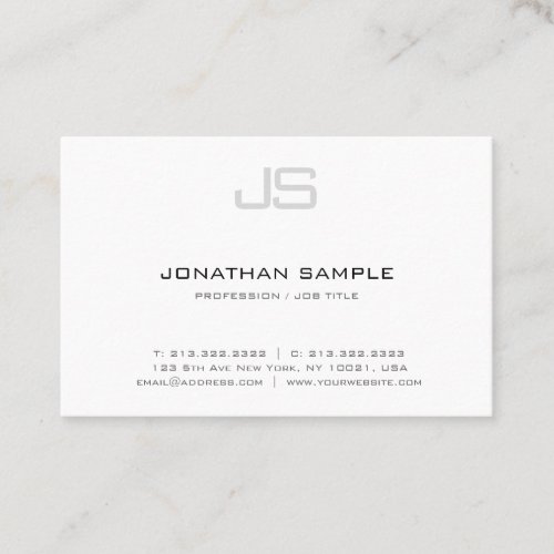 Modern Simple Professional Monogram Template Chic Business Card