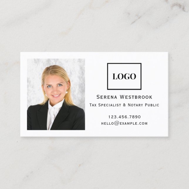 Modern Simple Professional Photo Logo and QR Code Business Card (Front)