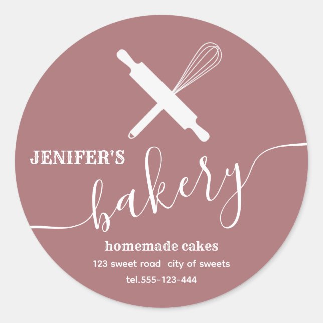 Modern simple Professional rolling pin whisk   Cla Classic Round Sticker (Front)