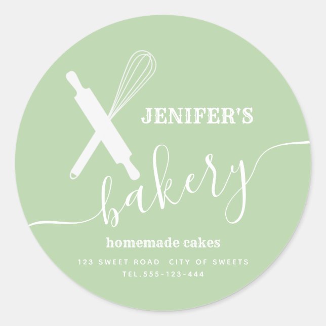 Modern simple Professional rolling pin whisk Class Classic Round Sticker (Front)