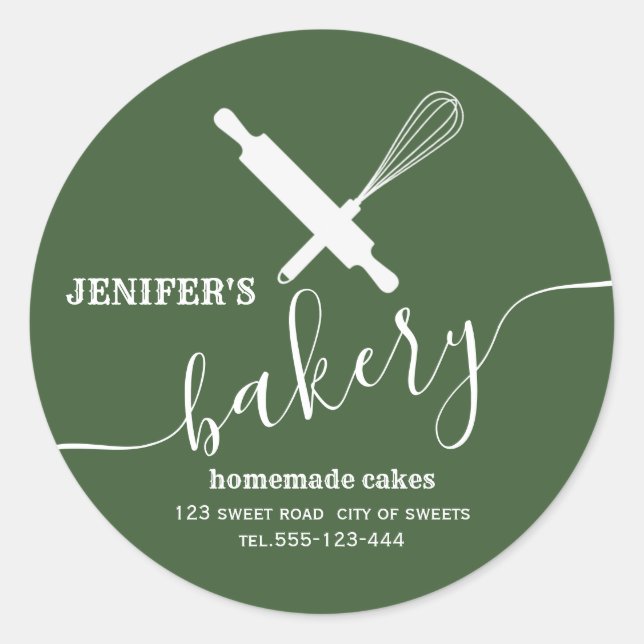 Modern simple Professional rolling pin whisk Class Classic Round Sticker (Front)