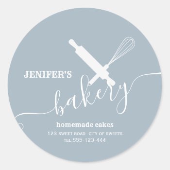 Modern Simple Professional Rolling Pin Whisk Classic Round Sticker by Makidzona at Zazzle
