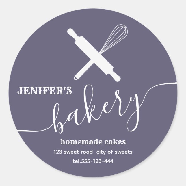 Modern simple Professional rolling pin whisk   Classic Round Sticker (Front)