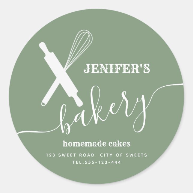 Modern simple Professional rolling pin whisk  Classic Round Sticker (Front)