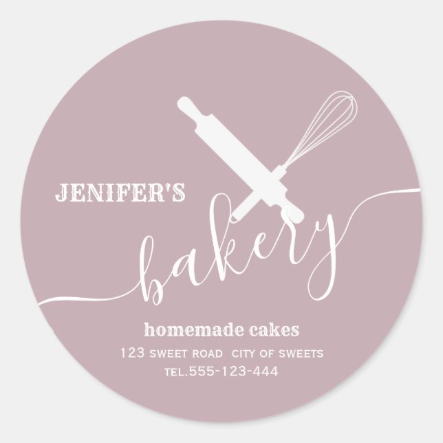 Modern simple Professional rolling pin whisk Classic Round Sticker (Front)