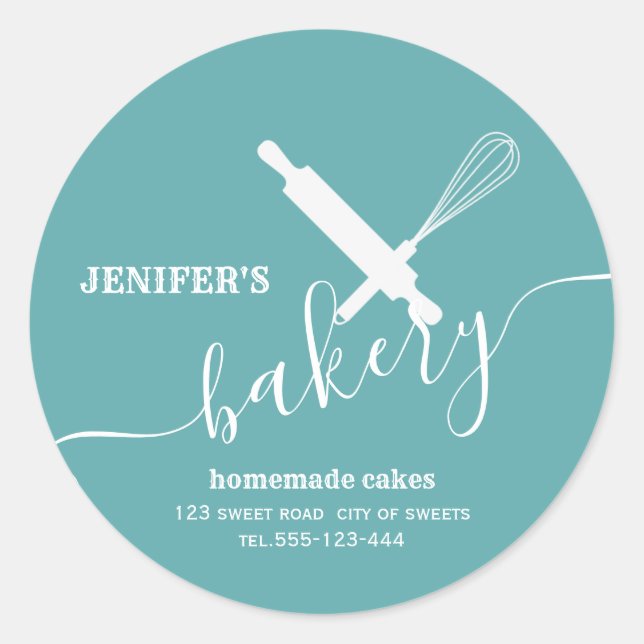 Modern simple Professional rolling pin whisk Classic Round Sticker (Front)