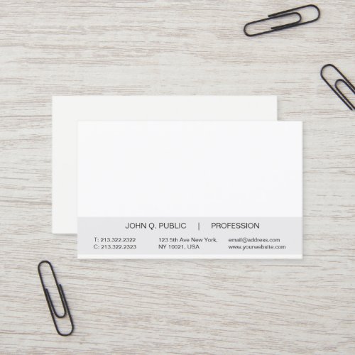 Modern Simple Professional White and Grey Glossy Business Card