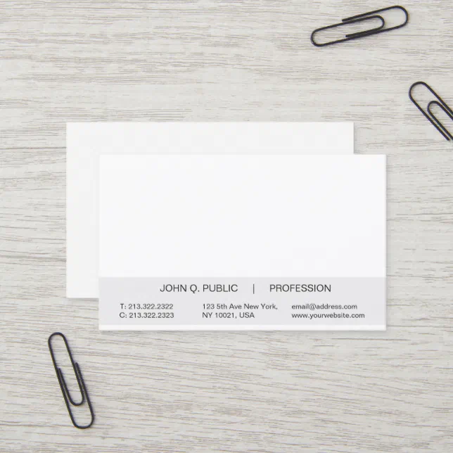 Modern Simple Professional White and Grey Glossy Business Card | Zazzle