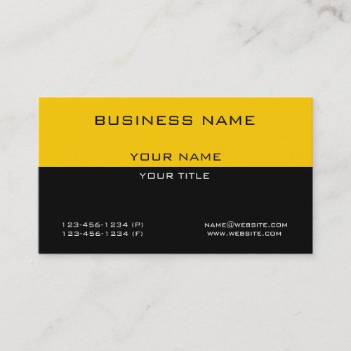Modern Simple Professional Yellow Black Business Business Card