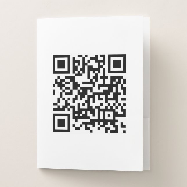 Modern Simple Promotional QR Code Template White Pocket Folder (Front)