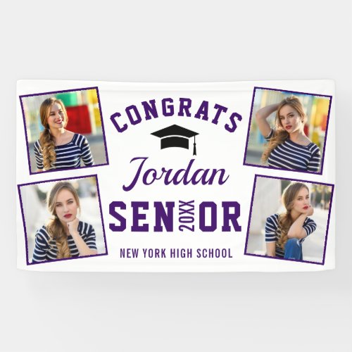 Modern Simple Purple Graduation Party 4 PHOTO Banner