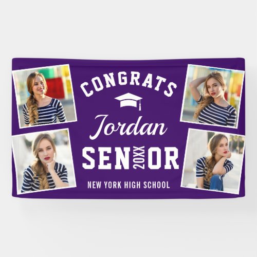 Modern Simple Purple Graduation Party 4 PHOTO Banner