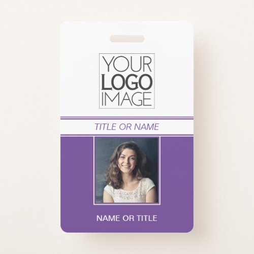Modern Simple Purple Photo Professional Name Tag Badge