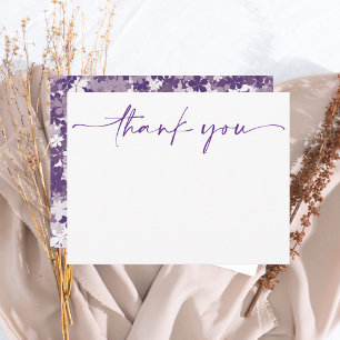 Modern Simple Purple Thank You Script Greeting Note Card